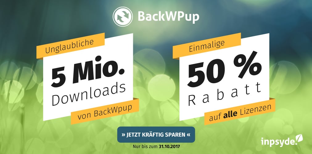 BackWPup 5 Millionen Downloads, die gefeiert werden wollen!