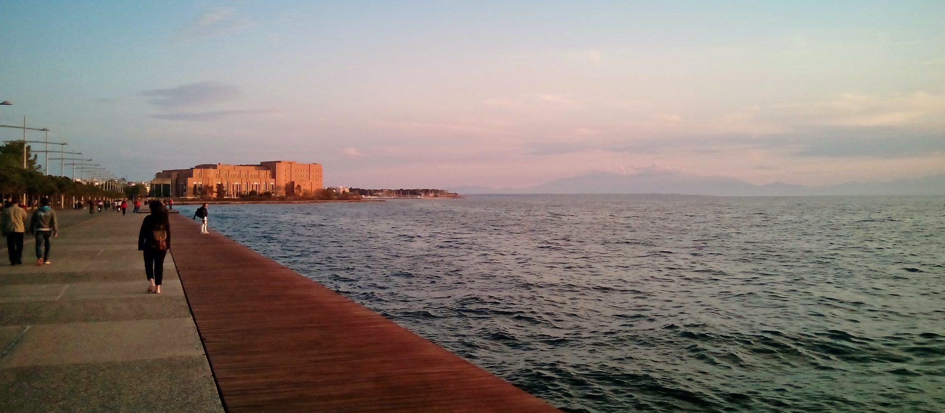 The sea of Thessaloniki with the Concert Hall in the background