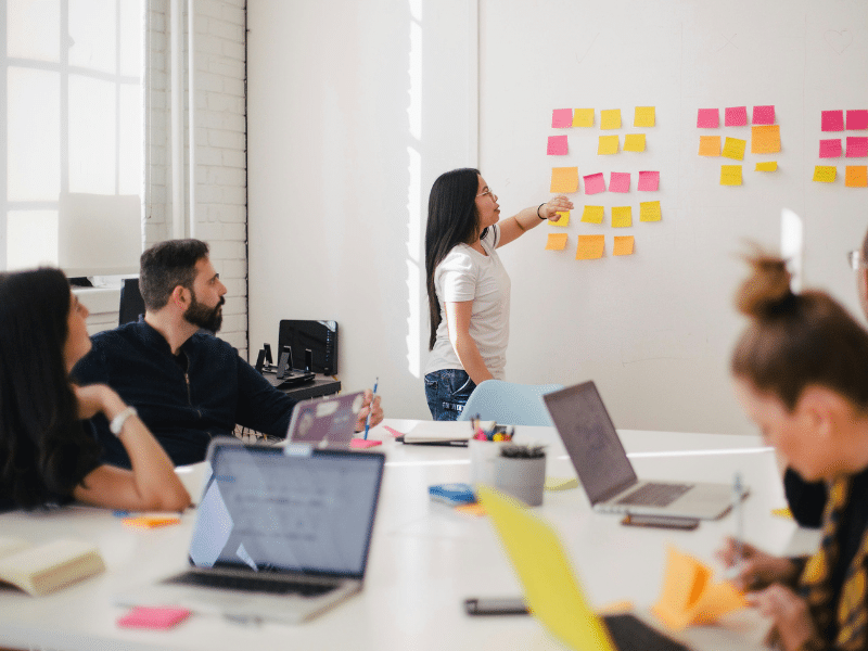 Employees brainstorming