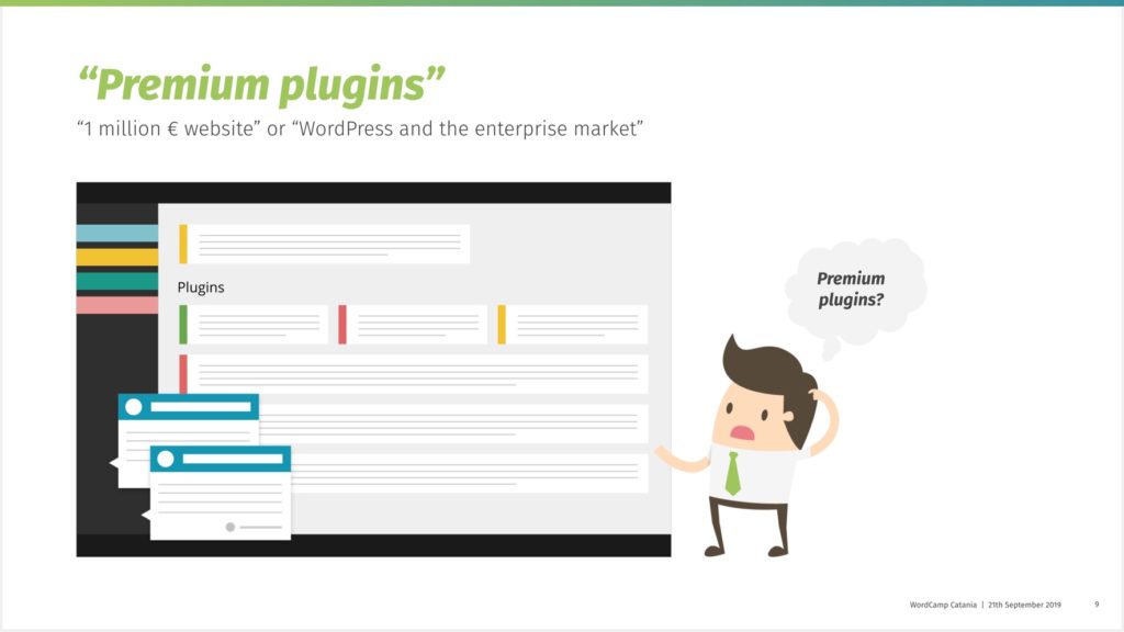 Exemplary WordPress dashboard with many plugin messages