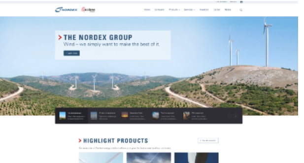 Inpsyde's Web Design project for Nordex Group
