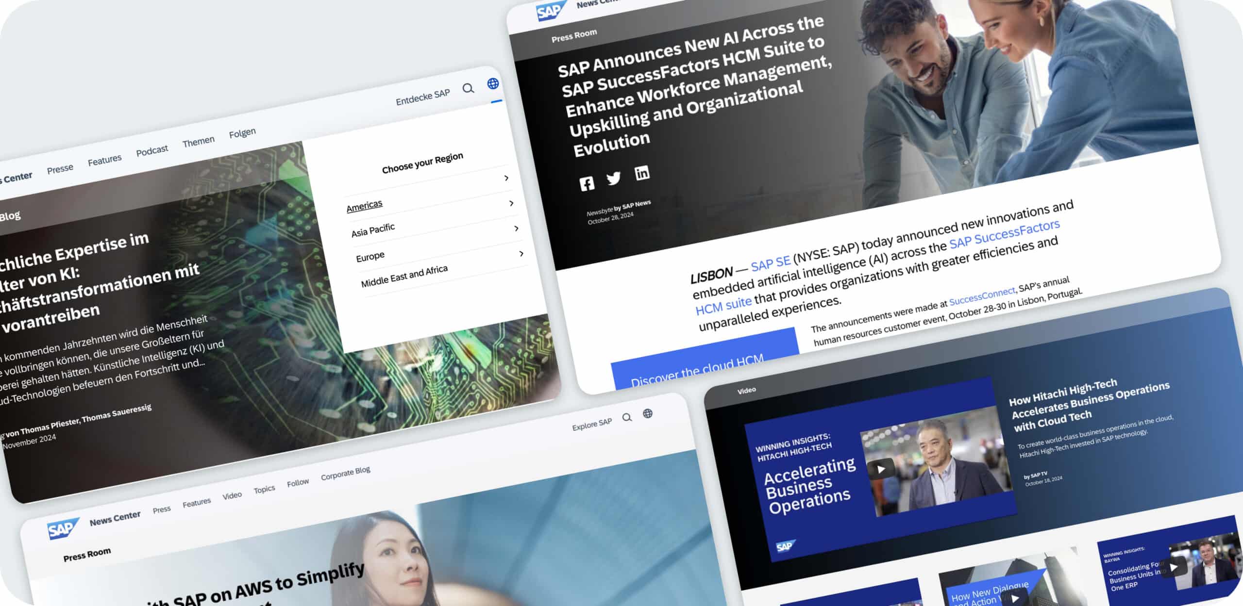 A collage of screenshots from SAP News