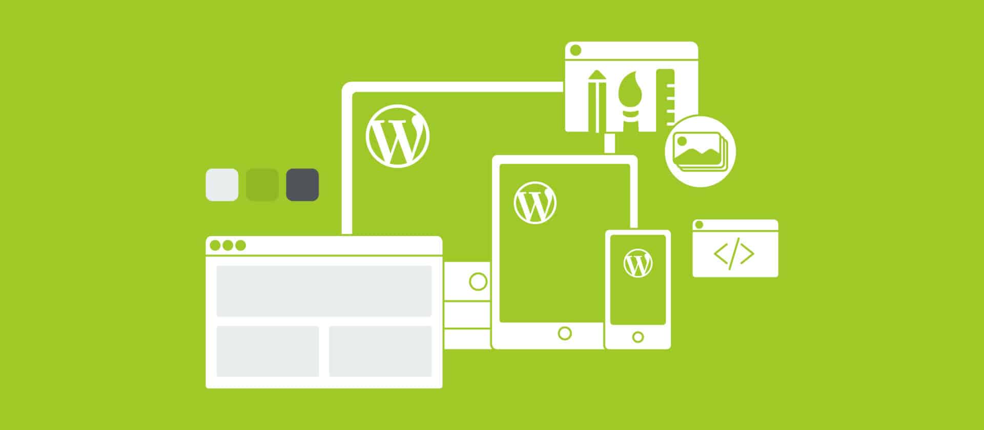 Various screens (laptop, monitor, mobile) showing Enterprise WordPress