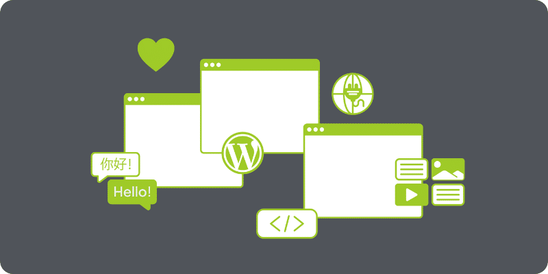WordPress Security Laptop with language icons