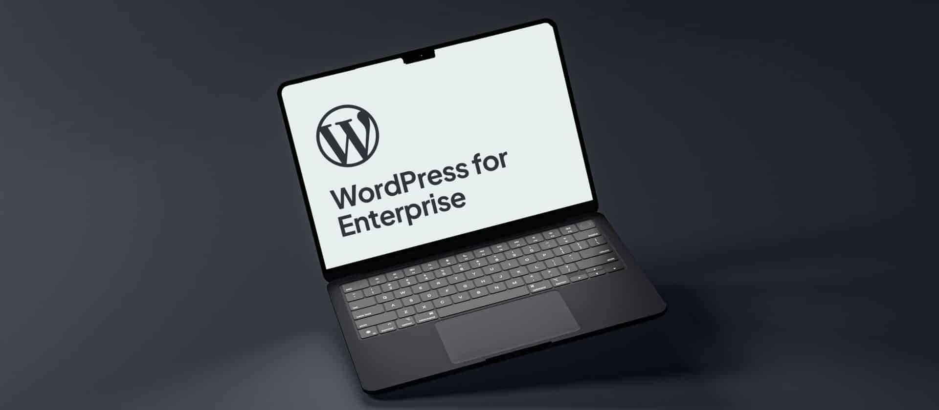 A laptop with the WP for Enterprise logo