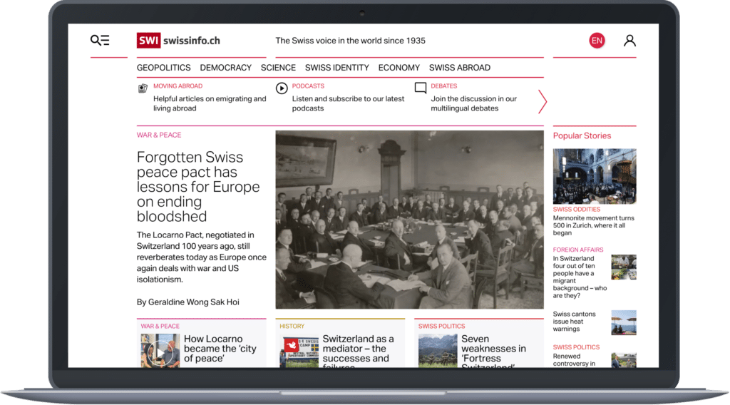 Die Startseite von swissinfo.ch