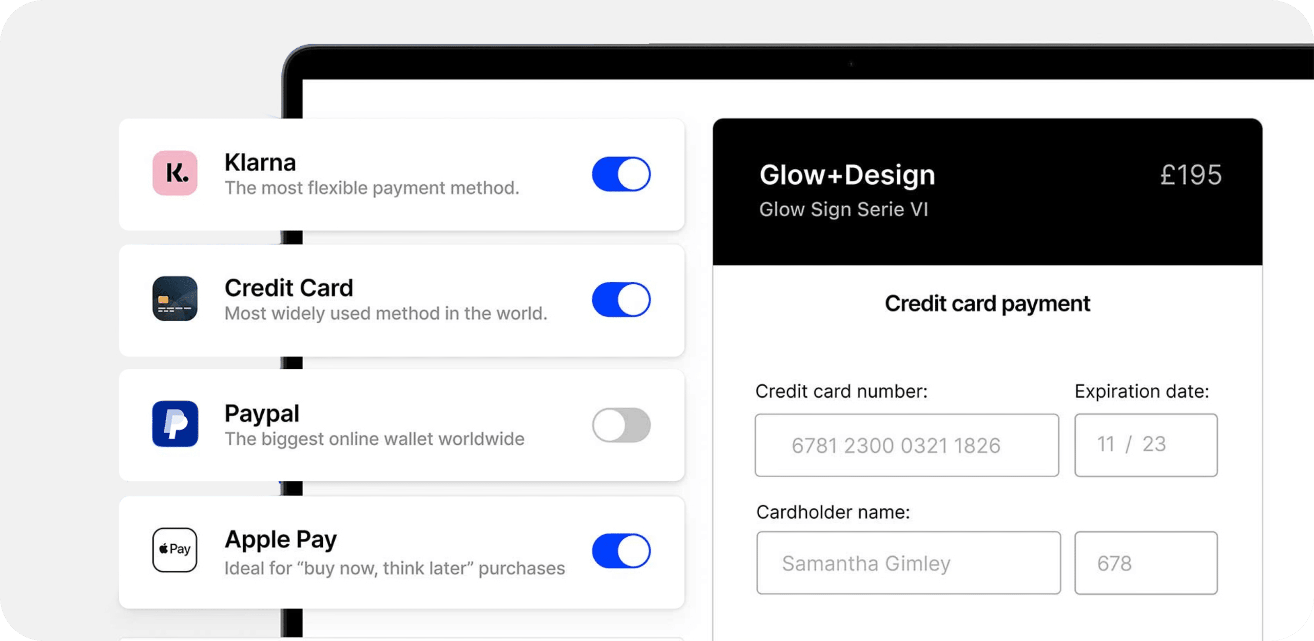 Payment checkout screen