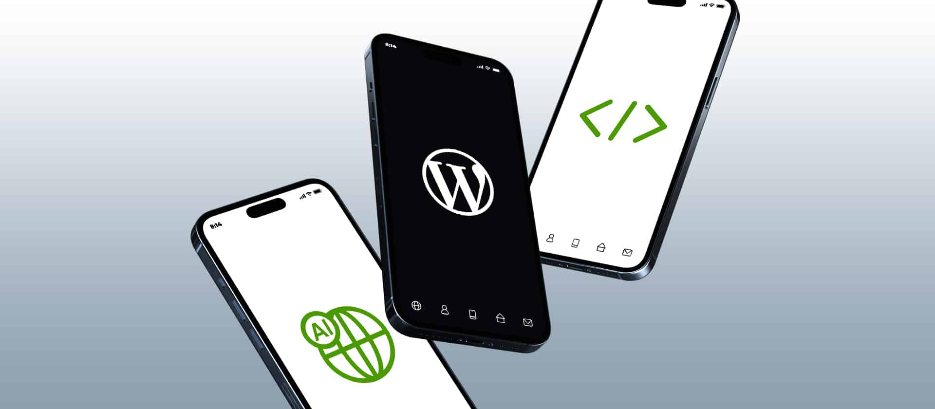 Mobile devices with the WordPress logo