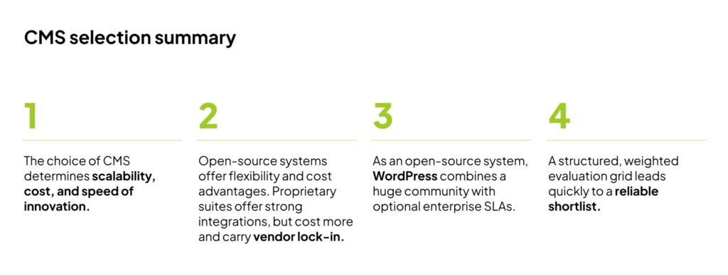 A summary of choosing a CMS.